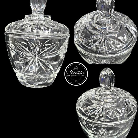 Anchor Hocking Vintage 60's/70's Early American Prescut Clear Sugar & Cream Set - Picture 2 of 7